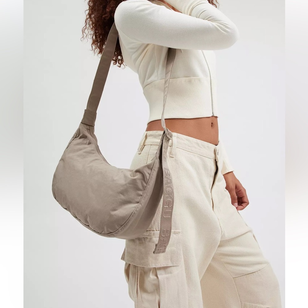 BAGGU Crescent Crossbody Bag in Taupe